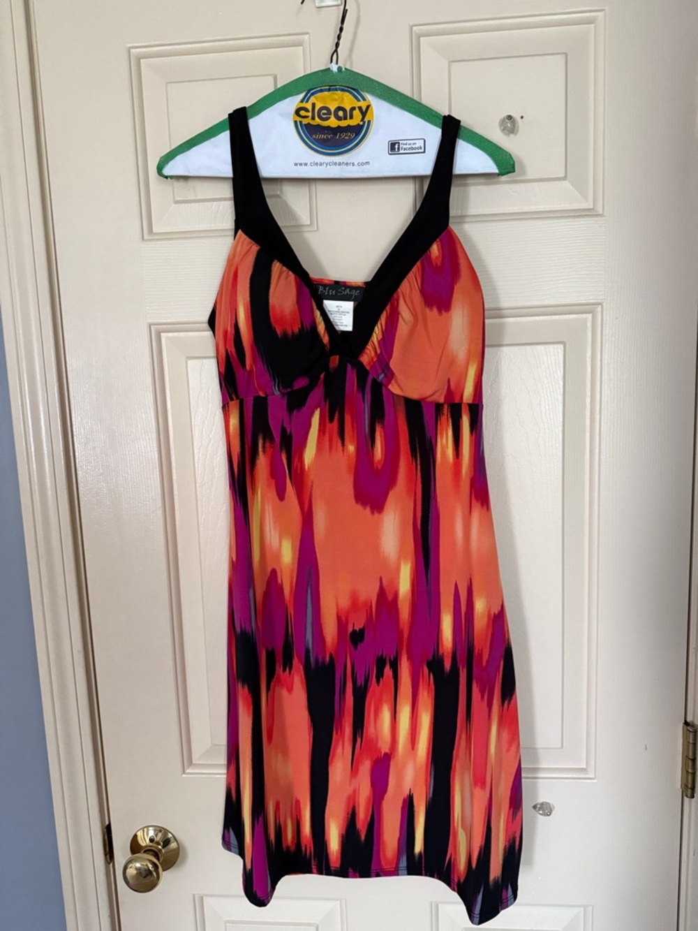 Blue Sky Multicolor V-Neck Summer Dress - Orange, Pink & Black